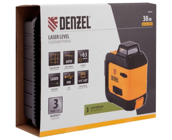 Мультипризменный лазерный уровень Denzel LXI 360-3 Green, 30 м, 520 нм 35079 – изображение 15
