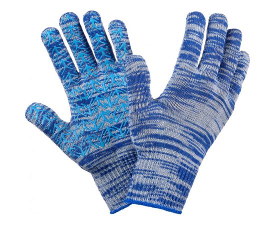 Трикотажные перчатки с ПВХ Фабрика перчаток 10 класс, 6 нитей, синие 6-10-ПЛ-СИН-(L) 