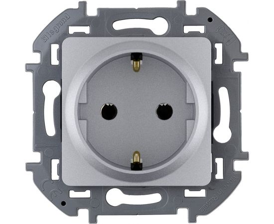 Розетка Legrand 2К+З - немецкий стандарт - 16 А - 250 В - INSPIRIA - алюминий 673722 