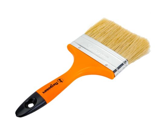 Плоская кисть Петрович ""Профи"" 100 мм, светлая натуральная щетина, пластиковая ручка 4100000183 – изображение 4