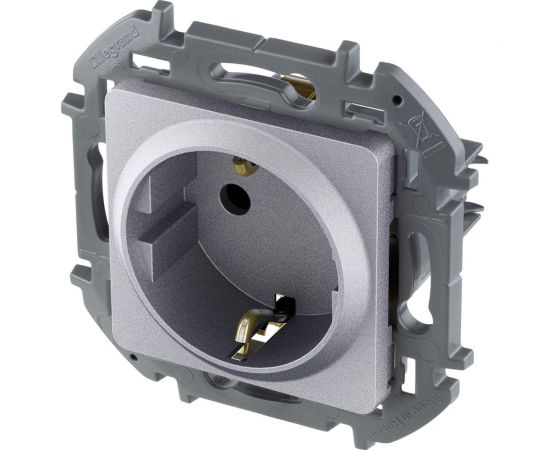 Розетка Legrand 2К+З - немецкий стандарт - 16 А - 250 В - INSPIRIA - алюминий 673722 – изображение 3