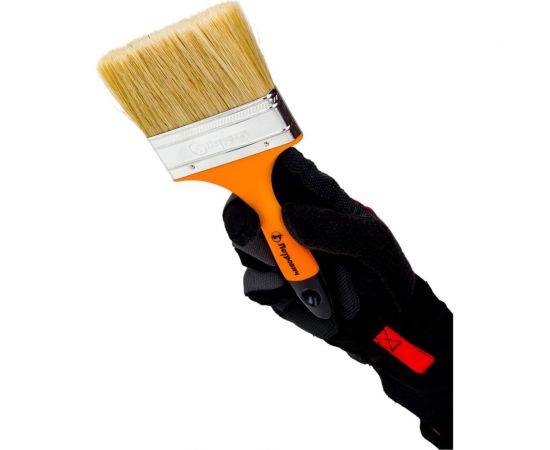 Плоская кисть Петрович ""Профи"" 100 мм, светлая натуральная щетина, пластиковая ручка 4100000183 – изображение 2