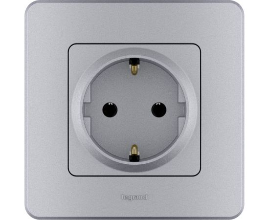 Розетка Legrand 2К+З - немецкий стандарт - 16 А - 250 В - INSPIRIA - алюминий 673722 – изображение 2