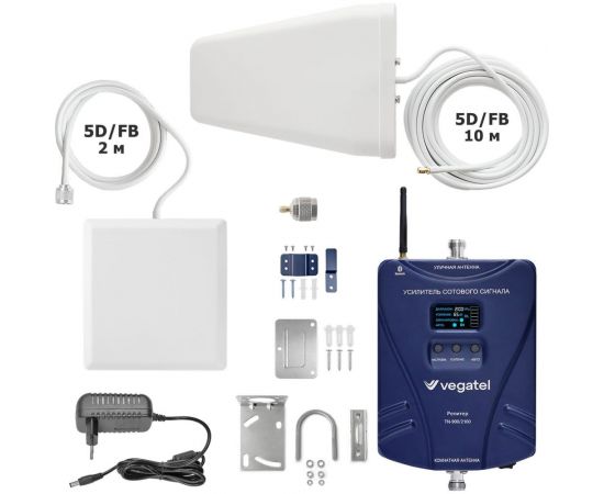 Усилитель сотовой связи и интернета Vegatel комплект TN-900/2100 2G, 3G, 4G и антенна MultiSet R91769 