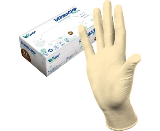 Смотровые латексные перчатки DERMAGRIP CLASSIC 100 штук, размер XL CT0000000693 