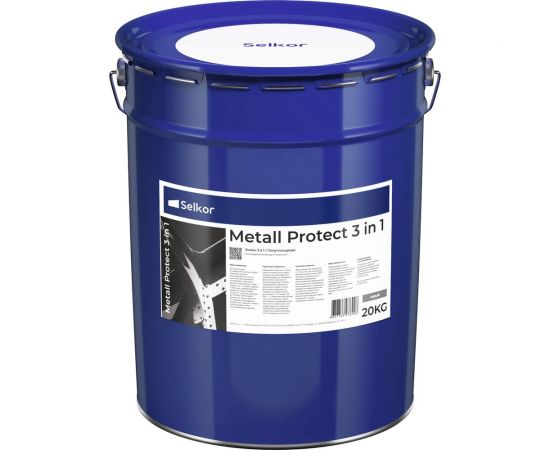 Грунт-эмаль Selkor Metall-protect 3 in 1 по металлу (серая) 20 кг 25111 – изображение 2