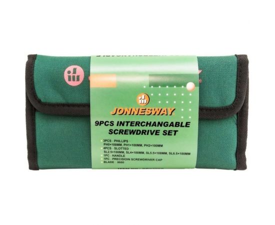 Отвертка Jonnesway DB0309S со сменными стрежнями в наборе, 9 предметов 46363 – изображение 2