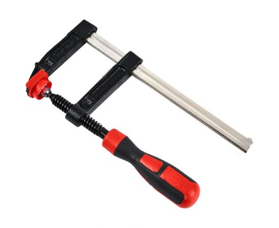 Столярная F-образная струбцина DELI dl110830z усиленная, 300x80 мм, максимальное усилие зажима 3000 Н, резьба 14 мм, штанга 6 мм 112049 