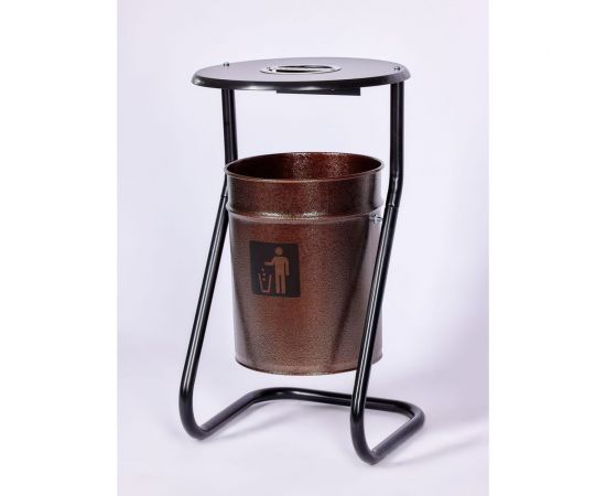 Металлическая уличная урна ПРОФМЕТСТИЛЬ коричневая, с пепельницей 602 