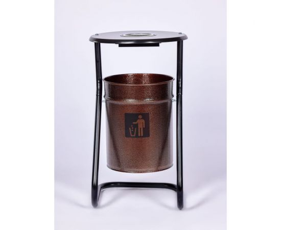 Металлическая уличная урна ПРОФМЕТСТИЛЬ коричневая, с пепельницей 602 – изображение 2