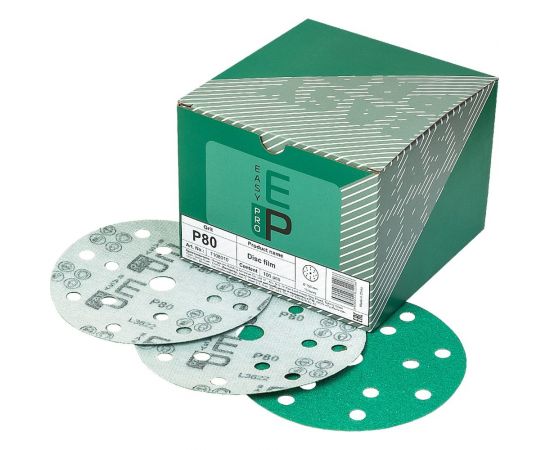 Круг абразивный на пленке 150 мм, P80, 15 отв., 100 шт EASY PRO 7108010 – изображение 4