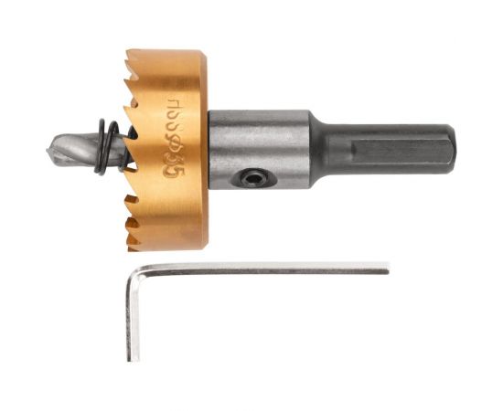 Коронка кольцевая по металлу 35 мм, HSS сталь, титановое покрытие FIT 36870 – изображение 3