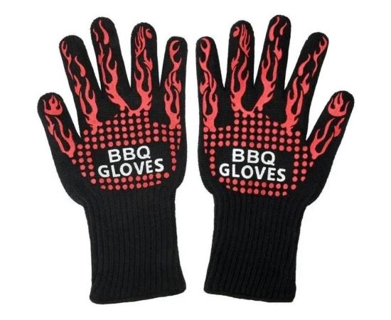 Огнеупорные двухслойные перчатки для гриля и барбекю URM на 500 градусов, 2 шт. D01573 – изображение 4