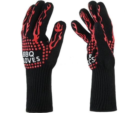 Огнеупорные двухслойные перчатки для гриля и барбекю URM на 500 градусов, 2 шт. D01573 – изображение 5