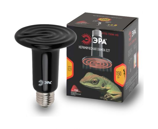 Инфракрасная лампа ЭРА FITO-150W-НQ керамическая, CeramiHeat, для брудера, рептилий 150 Вт Е27, Б0052716 – изображение 3