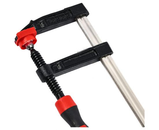 Столярная F-образная струбцина DELI dl110830z усиленная, 300x80 мм, максимальное усилие зажима 3000 Н, резьба 14 мм, штанга 6 мм 112049 – изображение 2