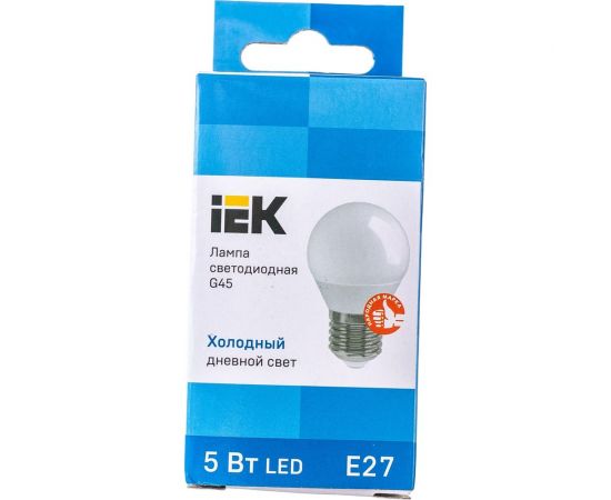 Лампа IEK LED, G45, шар, 5вт, 230В, 6500К, E27 LLE-G45-5-230-65-E27 – изображение 2