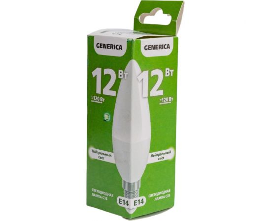 Светодиодная лампа GENERICA C35 свеча 12Вт 230В 4000К E14 LL-C35-12-230-40-E14-G – изображение 6