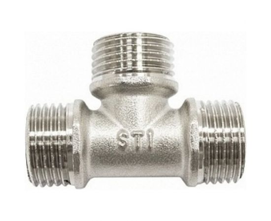 Тройник STI латунный Ду20 (3/4") Н-Н-Н никелированный D190-00077 