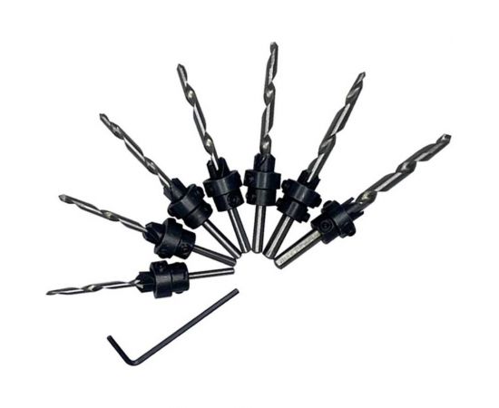 Набор сверл по дереву с зенкером и ограничителем 7 шт, 3-6 мм vertextools 0987-7 