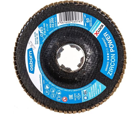 Диск абразивный лепестковый Zircon Power X-Lock K60 125 мм DRONCO 5932386100 