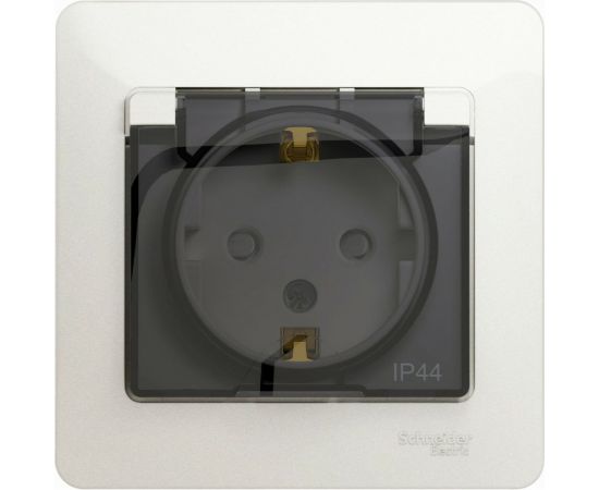 Розетка Schneider Electric 1-местная СП Glossa 16А IP44 с крышкой в сборе перламутр GSL000648 