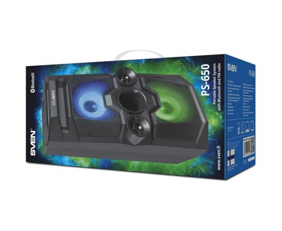 Портативная колонка SVEN АС PS-650 черная, 50 Вт, TWS, Bluetooth, FM, USB, microSD, LED-дисплей, 4000 мА*ч SV-018450 – изображение 2
