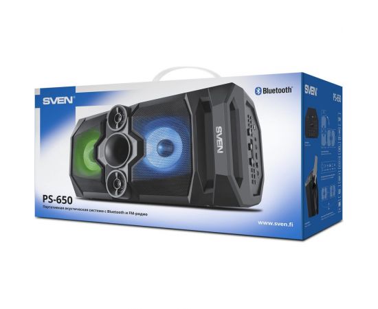 Портативная колонка SVEN АС PS-650 черная, 50 Вт, TWS, Bluetooth, FM, USB, microSD, LED-дисплей, 4000 мА*ч SV-018450 – изображение 10