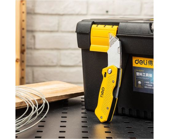 Строительный складной нож DELI dl006z с т-образным лезвием, 6 лезвий в комплекте, сталь sk2, рукоятка из цинкового сплава, отсек для лезвий 112178 – изображение 6