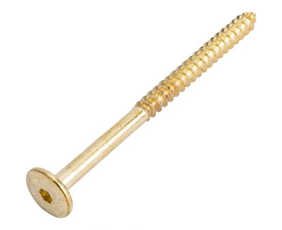 Мебельный шуруп с плоской головой ЕВРОПАРТНЕР латунированный, 6,3x90 (10 шт.) 6 1761 2 – изображение 2