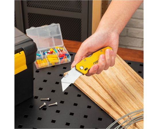 Строительный складной нож DELI dl006z с т-образным лезвием, 6 лезвий в комплекте, сталь sk2, рукоятка из цинкового сплава, отсек для лезвий 112178 – изображение 5