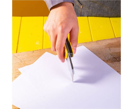 Строительный складной нож DELI dl006z с т-образным лезвием, 6 лезвий в комплекте, сталь sk2, рукоятка из цинкового сплава, отсек для лезвий 112178 – изображение 3