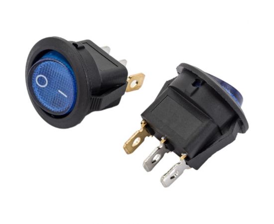 Круглая клавиша Nord-Yada 12V 20А синяя с подсветкой (3контакта) ON-OFF (2шт в упаковке) 905480 – изображение 2