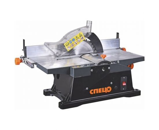 Распиловочно-строгальный станок СПЕЦ СРС-2200МФ, 2150 Вт, диск 254х30 мм (40Т), 4300 об/мин, 13500 об/мин, 14,2кг, размер пильного стола 180x580 мм, размер строгального СПЕЦ-4066 