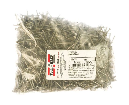 Строительный гвоздь 1.6х25, 1кг (2519 шт.) - пакет Tech-Krep 101575 – изображение 2