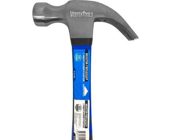 Молоток-гвоздодер vertextools 225 г, фибергласовая обрезиненная рукоятка 10-25-225 – изображение 2