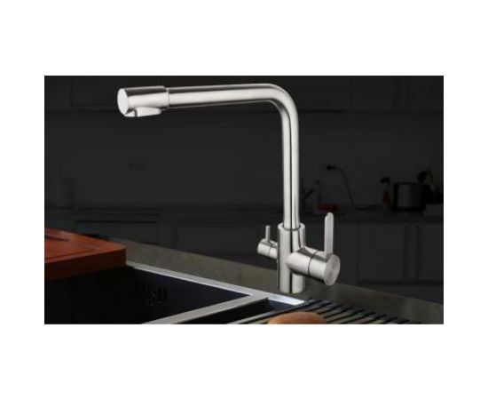 Смеситель для кухни FRAP GAPPO G4399-1 нержавеющая сталь, с выходом для питьевого фильтра 538018 – изображение 5