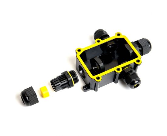 Распределительная коробка STEKKER LD524, водонепроницаемая на 4 выхода, 450V, 140x100x36, черный 49122 – изображение 2