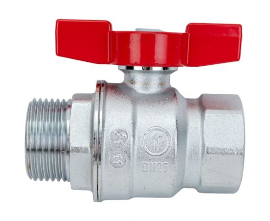 Шаровой кран Giacomini R854, 1, ВН, ручка-бабочка красная, хромированный R854X025 