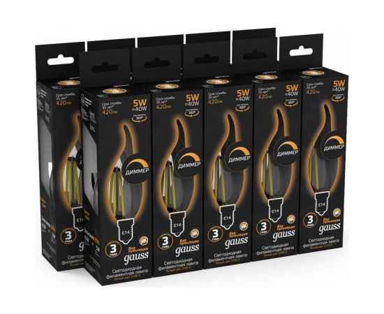 Лампа Gauss LED Filament Свеча на ветру dimmable E14 5W 420lm 2700K 104801105-D – изображение 3