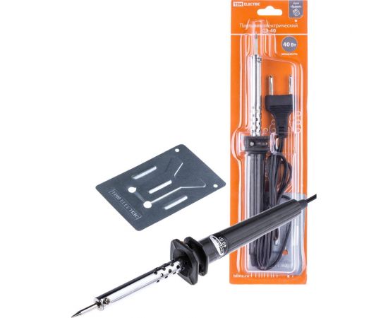 Электрический паяльник TDM ПЭ-40 с жалом типа ""конус"", в комплекте подставка, 40 Вт, ""Гранит"" SQ1025-0201 – изображение 5