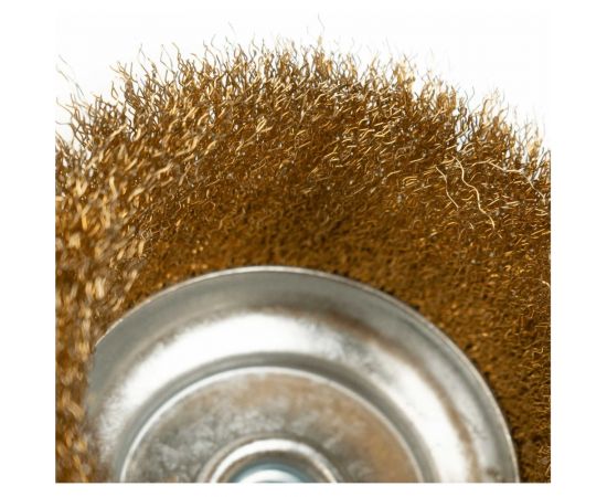 Щетка-чашка по металлу 125 мм, М14, латунная для УШМ SAMGRUPP 16208 – изображение 6