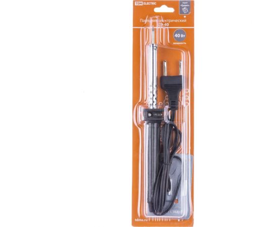 Электрический паяльник TDM ПЭ-40 с жалом типа ""конус"", в комплекте подставка, 40 Вт, ""Гранит"" SQ1025-0201 – изображение 3