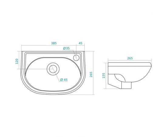Мини-умывальник Santek БРИЗ 40 см 1.WH11.0.445, 00000043122 – изображение 2