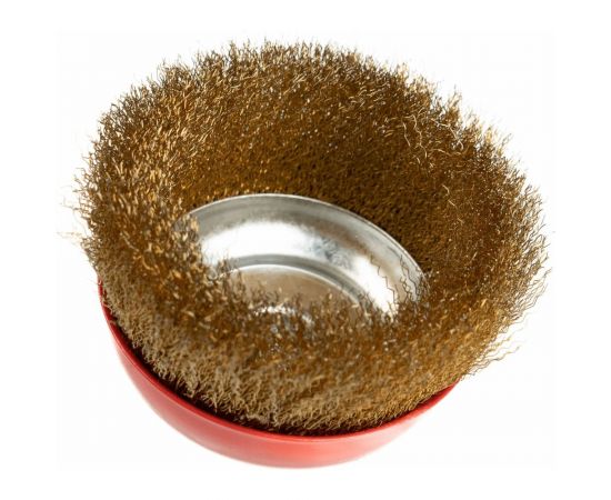 Щетка-чашка по металлу 125 мм, М14, латунная для УШМ SAMGRUPP 16208 – изображение 4