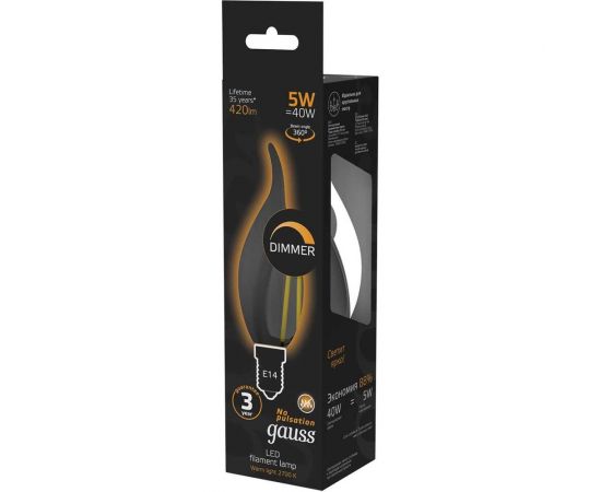 Лампа Gauss LED Filament Свеча на ветру dimmable E14 5W 420lm 2700K 104801105-D – изображение 7