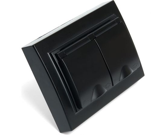 2-местная розетка STEKKER с заземлением, с крышкой, pst16-9015-03, 250В, 16а, серия эрна, черный, 49138 – изображение 9