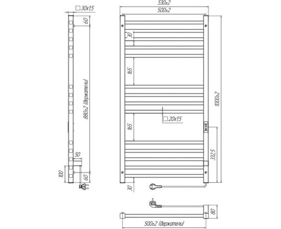 Полотенцесушитель INDIGO Attic electro 100/50 таймер, скрытый монтаж, универсальное подключение R/L LСLATCE100-50BRRt – изображение 4