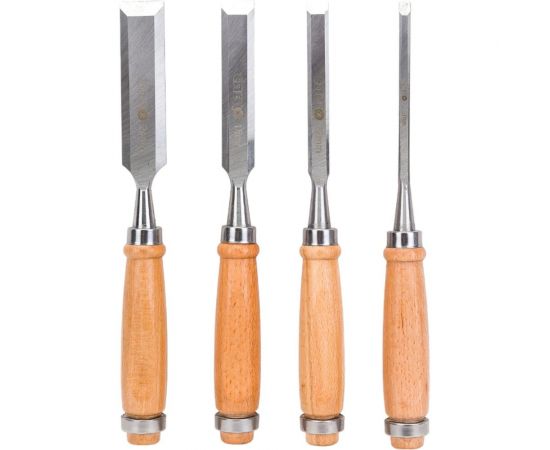 Набор стамесок СПЕЦ НСД-4Д, дерев. рукоять, 4 шт, сталь HCS СПЕЦ-3382 