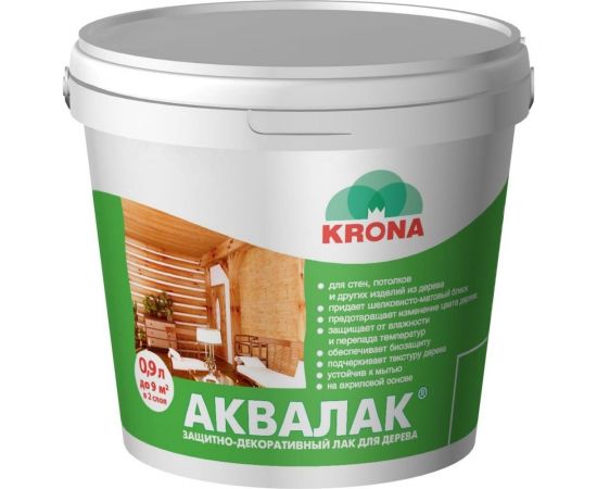 Защитно-декоративный лак для дерева KRONA Аквалак (палисандр шоколад; 0,9 л) 66366207 